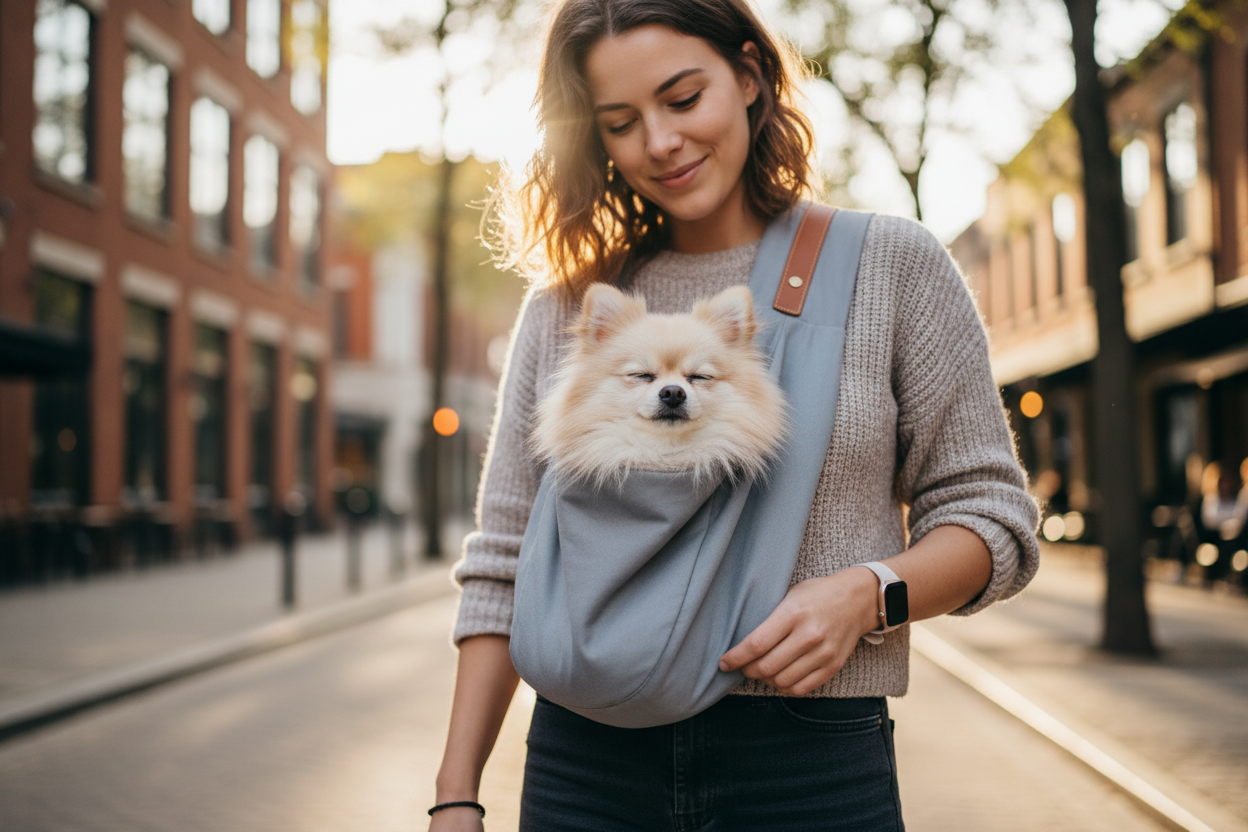 Animal dans sac de transport